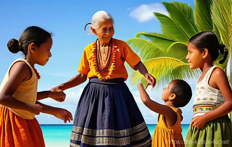 키리바시 전통 춤 Bino - **Prompt 2: "Rhythm and Community: A Binou Performance"**
    A dynamic scene of a Kiribati communit...