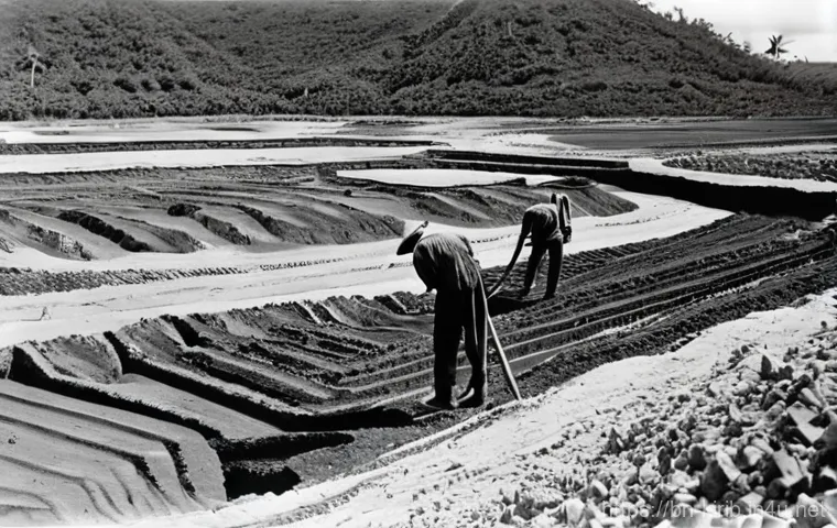 키리바시 영국 식민지 시절 - "A serene coastal scene in Kiribati during the early 19th century. A large, majestic British sailing...