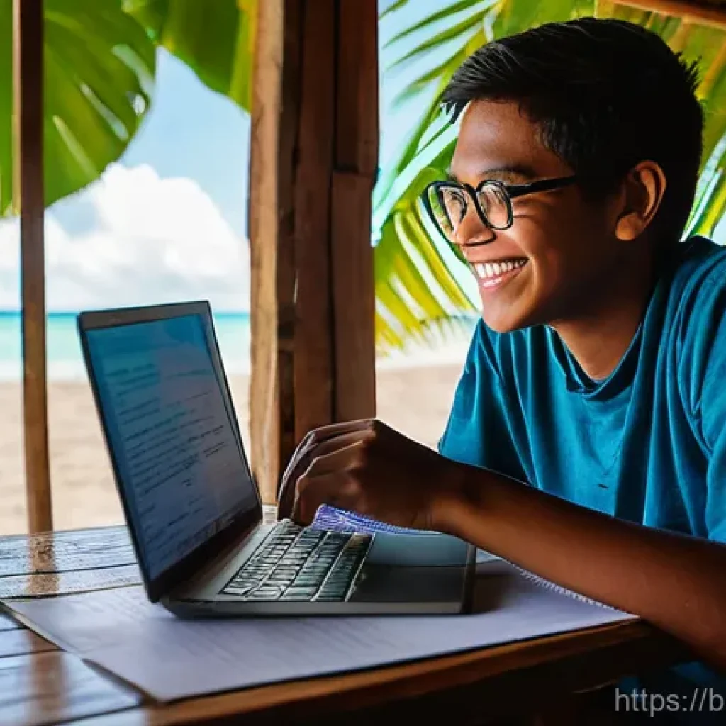 키리바시 언어 교류 및 학습 프로그램 - **Prompt:** "A diverse young person (teenager or young adult, dressed in casual, modest clothing) si...