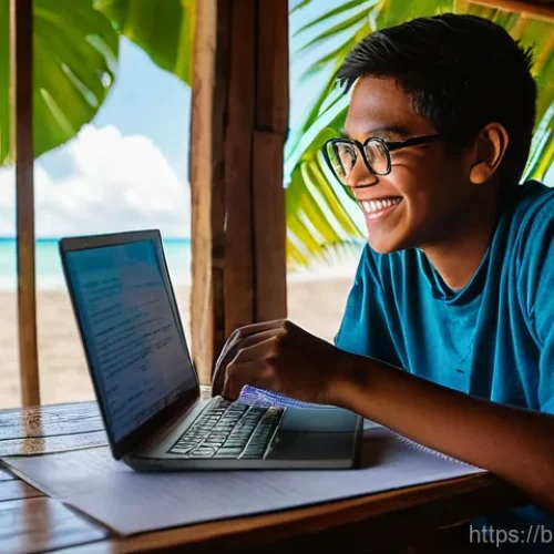 Home 20 키리바시 언어 교류 및 학습 프로그램 - **Prompt:** "A diverse young person (teenager or young adult, dressed in casual, modest clothing) si...