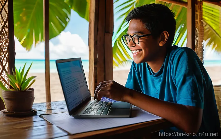 키리바시 언어 교류 및 학습 프로그램 - **Prompt:** "A diverse young person (teenager or young adult, dressed in casual, modest clothing) si...